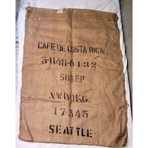 Vintage & Authentic Clean Coffee Cafe De Costa Rica Burlap Food Jute Bag